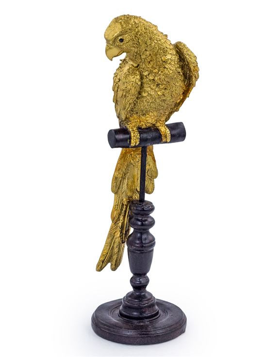 Gold Parrot On Perch Figure - Meadow Lane Ardee