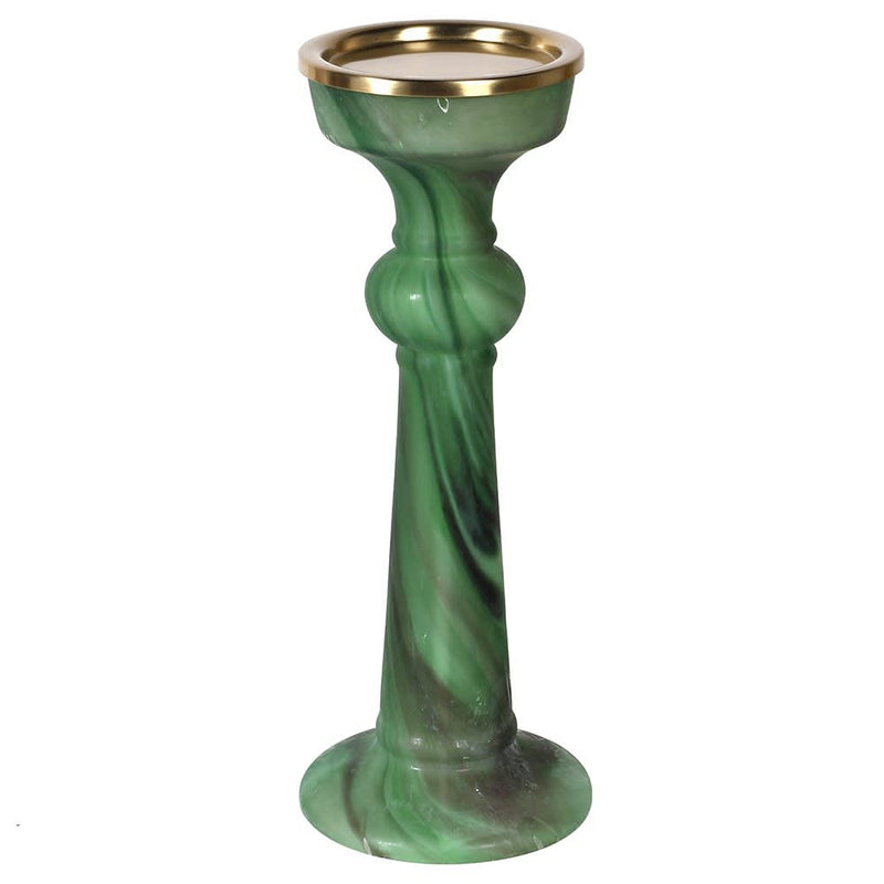 Gothic Green Glass Candle Holder - Meadow Lane Ardee