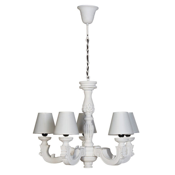 French Inspired Cream Carved Five Arm Chandelier - Meadow Lane Ardee
