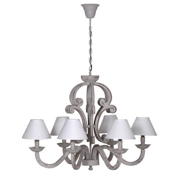 Luxury Classical Six Arm Chandelier with Six Cream Shades - Meadow Lane Ardee