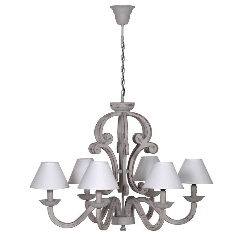 Luxury Classical Six Arm Chandelier with Six Cream Shades - Meadow Lane Ardee