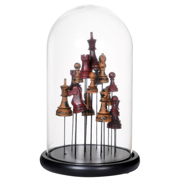 Chess Pieces in Glass Cloche - Meadow Lane Ardee